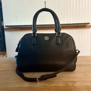 Tory Burch Leather Robinson Double Zip Crossbody Satchel Bag